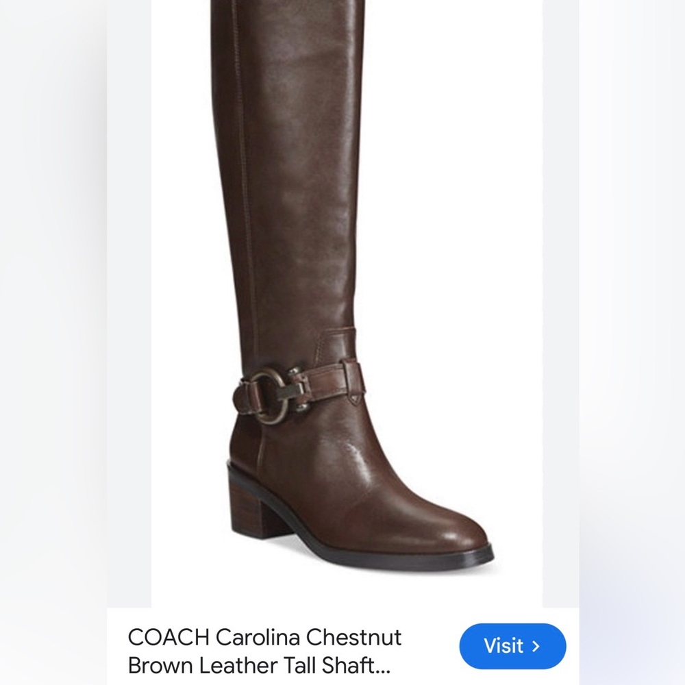 Coach Over the Knee Brown Leather Boots - Picture 1 of 4
